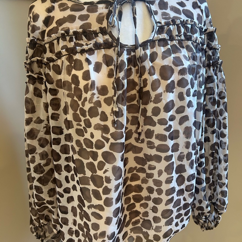 Studio M Leopard Print Blouse, Size Large